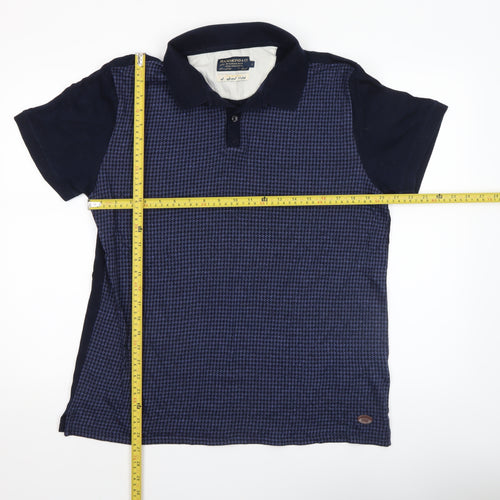 Hammond & Co Men’s Blue Houndstooth Polo Shirt Size L Cotton Blend