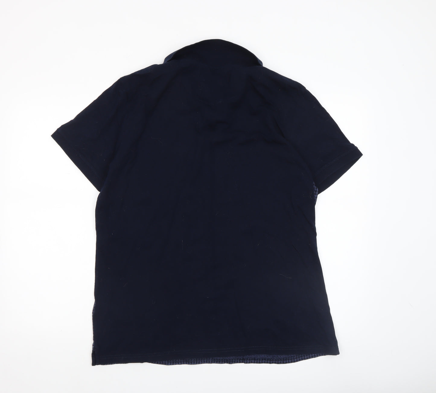 Hammond & Co Men’s Blue Houndstooth Polo Shirt Size L Cotton Blend