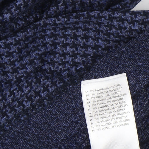Hammond & Co Men’s Blue Houndstooth Polo Shirt Size L Cotton Blend