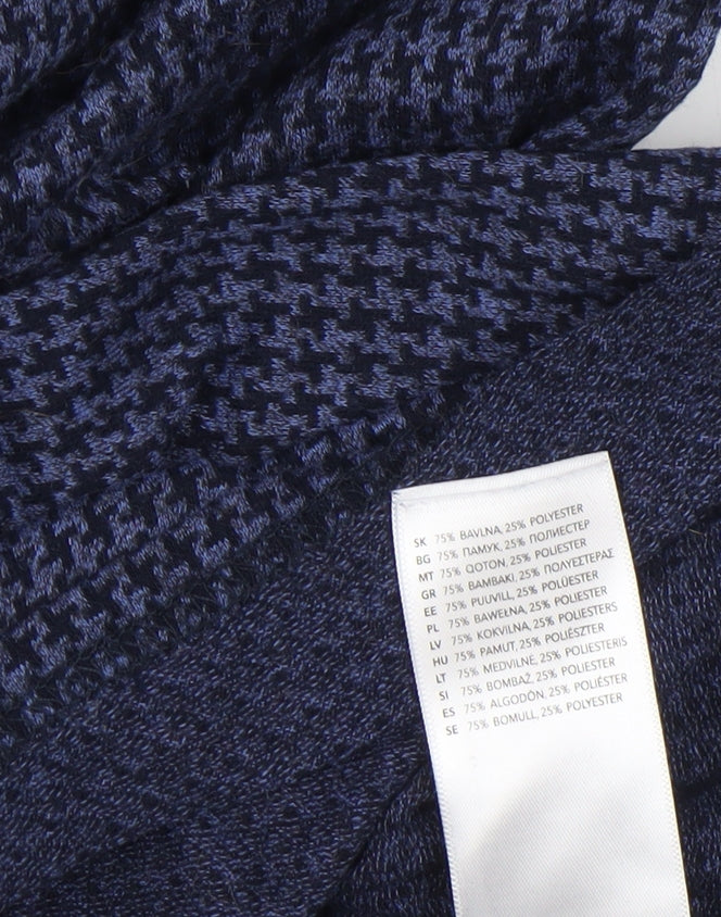 Hammond & Co Men’s Blue Houndstooth Polo Shirt Size L Cotton Blend