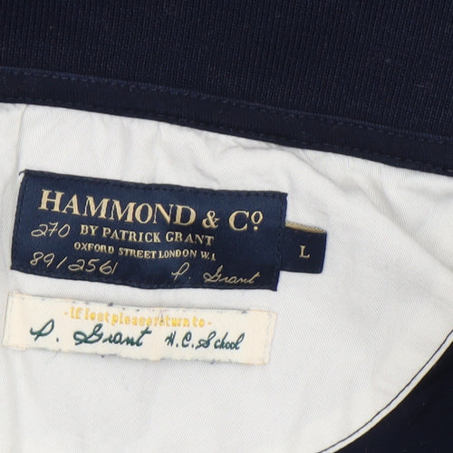Hammond & Co Men’s Blue Houndstooth Polo Shirt Size L Cotton Blend