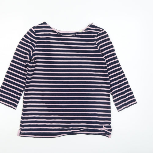 Jack Wills Women’s Blue Stripe Cotton 3/4 Sleeve Boat Neck T-Shirt UK 8