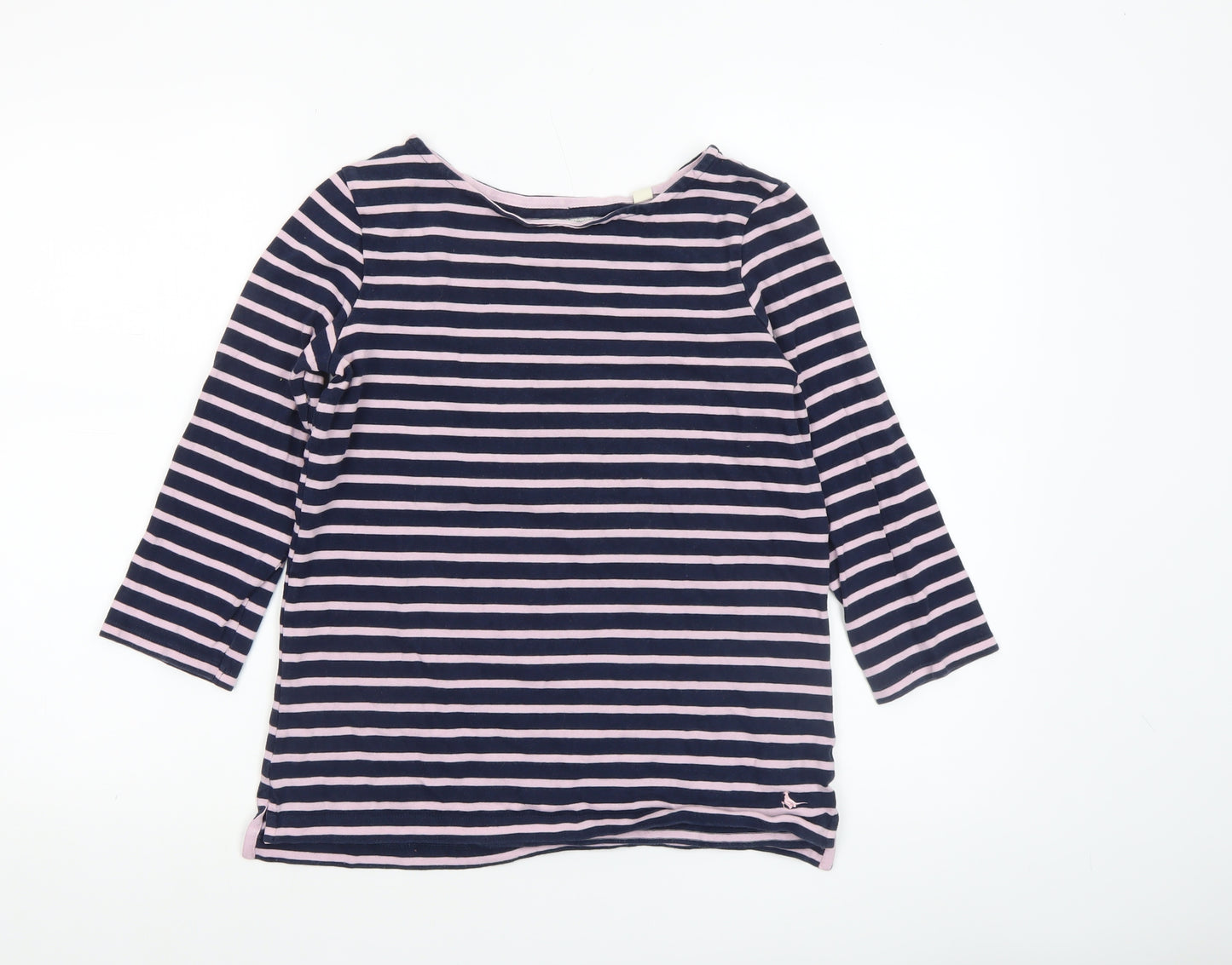 Jack Wills Women’s Blue Stripe Cotton 3/4 Sleeve Boat Neck T-Shirt UK 8