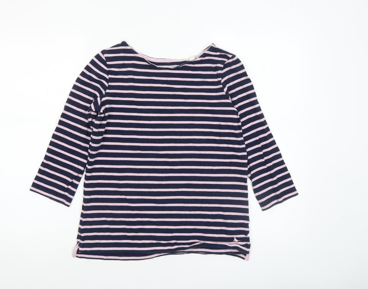 Jack Wills Women’s Blue Stripe Cotton 3/4 Sleeve Boat Neck T-Shirt UK 8