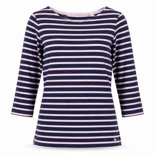 Jack Wills Women’s Blue Stripe Cotton 3/4 Sleeve Boat Neck T-Shirt UK 8