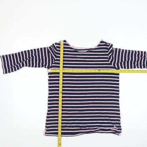 Jack Wills Women’s Blue Stripe Cotton 3/4 Sleeve Boat Neck T-Shirt UK 8