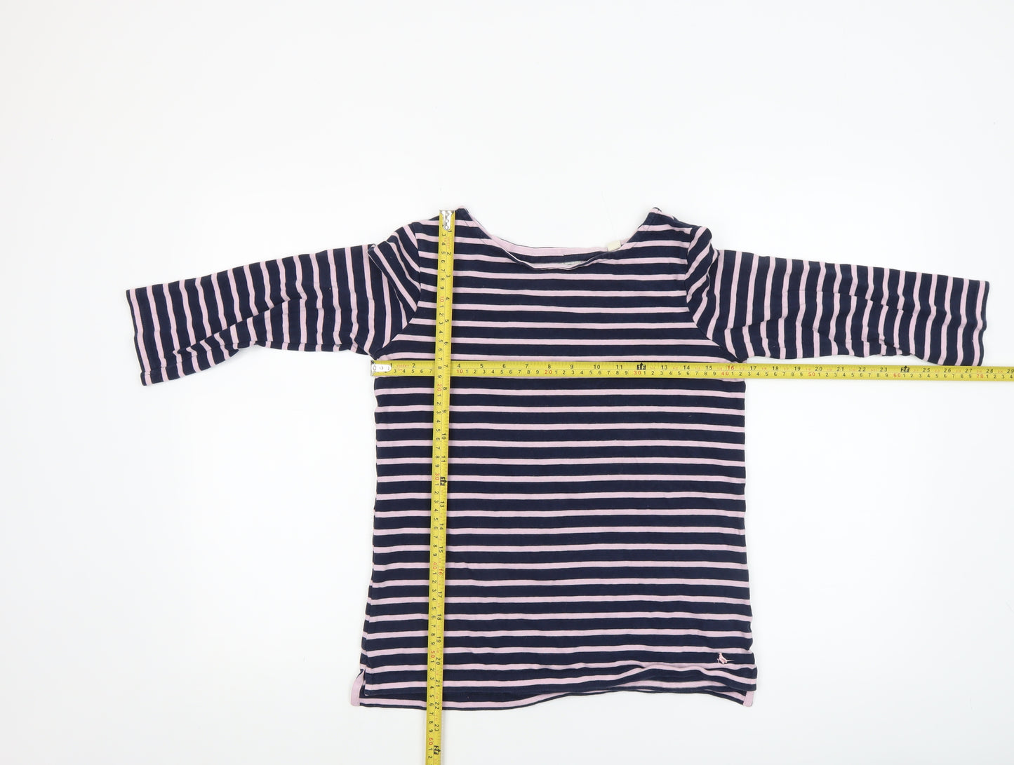 Jack Wills Women’s Blue Stripe Cotton 3/4 Sleeve Boat Neck T-Shirt UK 8