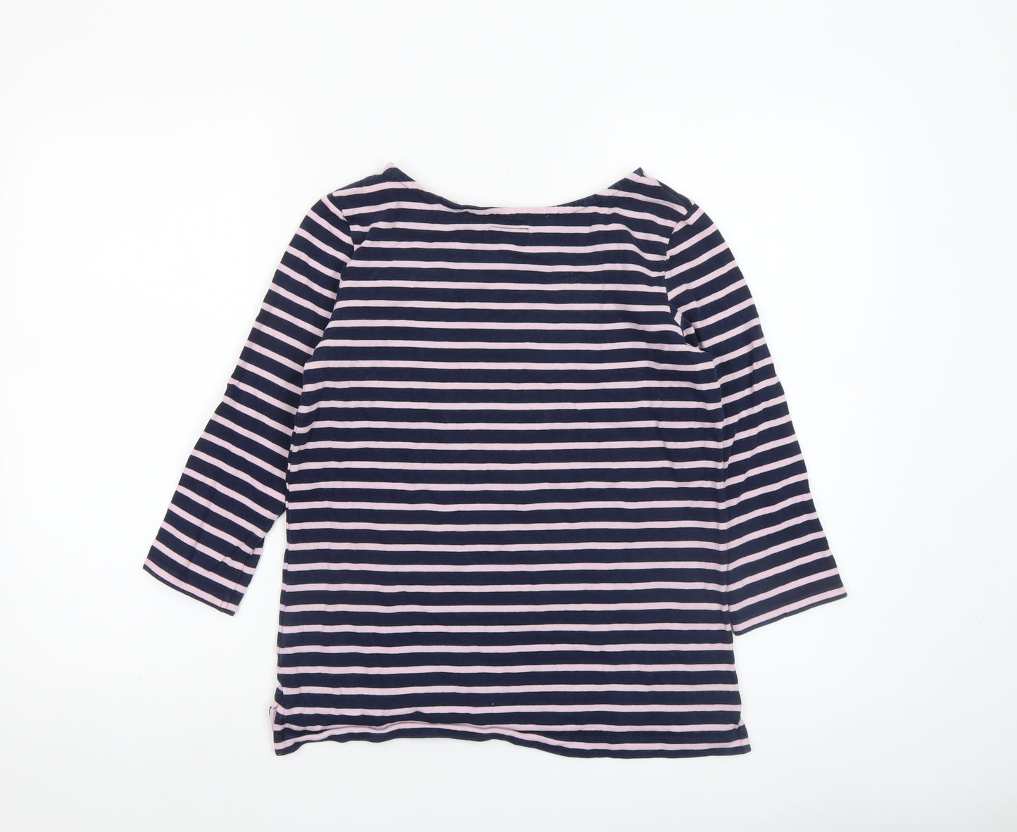 Jack Wills Women’s Blue Stripe Cotton 3/4 Sleeve Boat Neck T-Shirt UK 8