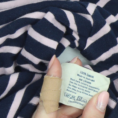 Jack Wills Women’s Blue Stripe Cotton 3/4 Sleeve Boat Neck T-Shirt UK 8