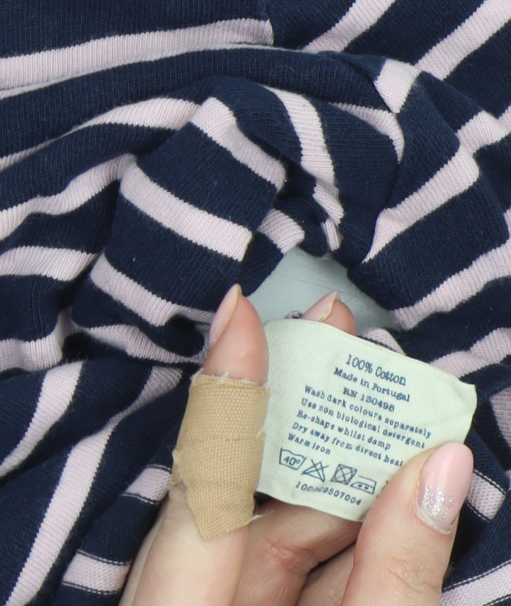 Jack Wills Women’s Blue Stripe Cotton 3/4 Sleeve Boat Neck T-Shirt UK 8