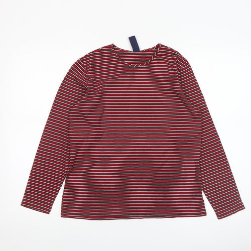 Lands' End Women's Red Striped Long Sleeve Cotton Jersey T-Shirt XS
