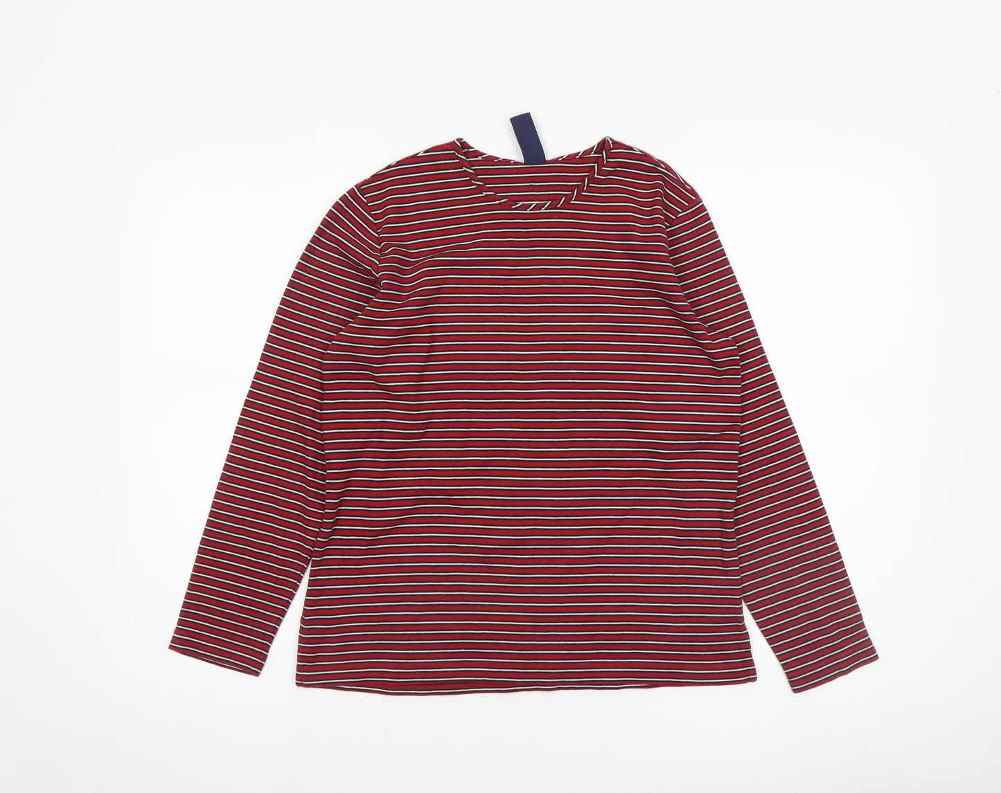 Lands' End Women's Red Striped Long Sleeve Cotton Jersey T-Shirt XS