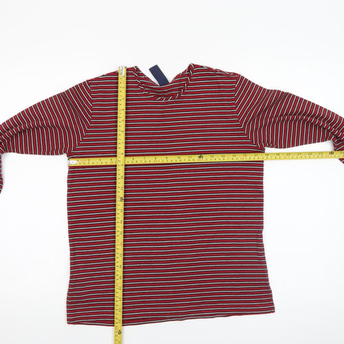 Lands' End Women's Red Striped Long Sleeve Cotton Jersey T-Shirt XS