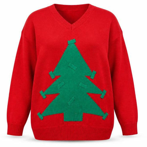 Christmas Jumper King Womens Red 7XL V-Neck Pullover Christmas Jumper
