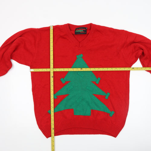 Christmas Jumper King Womens Red 7XL V-Neck Pullover Christmas Jumper