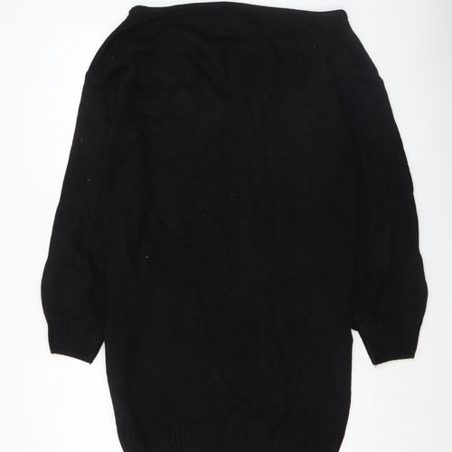 Threadbare Women's Black Sequin SNOW Pullover Jumper Size 8