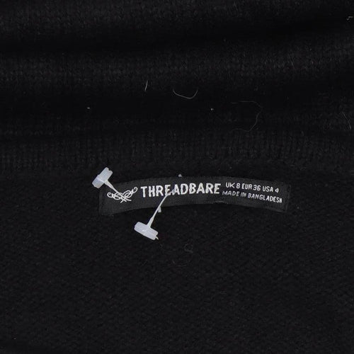 Threadbare Women's Black Sequin SNOW Pullover Jumper Size 8