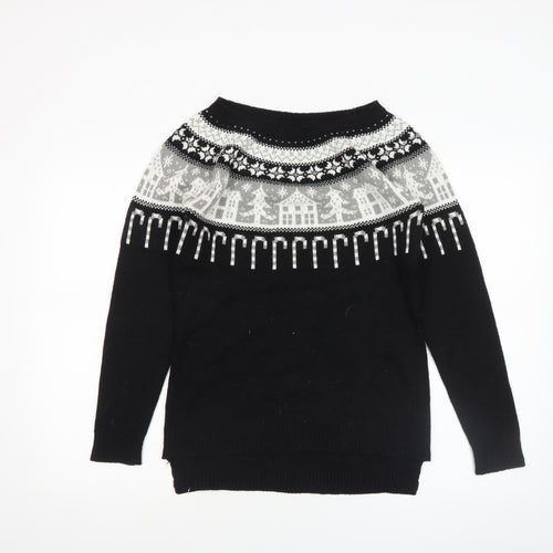 Next Women's Black Fair Isle Christmas Jumper Size 8