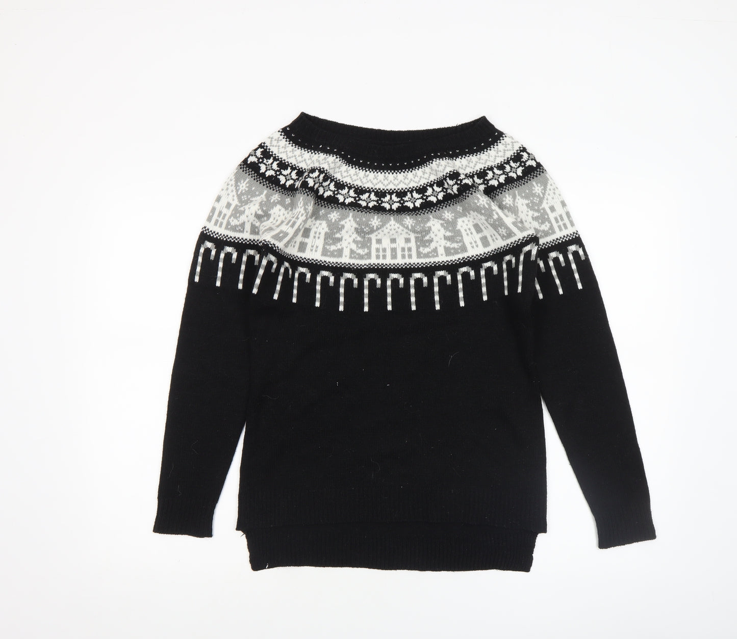 Next Women's Black Fair Isle Christmas Jumper Size 8