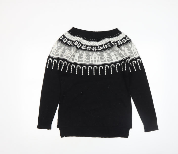 Next Women's Black Fair Isle Christmas Jumper Size 8
