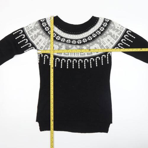 Next Women's Black Fair Isle Christmas Jumper Size 8