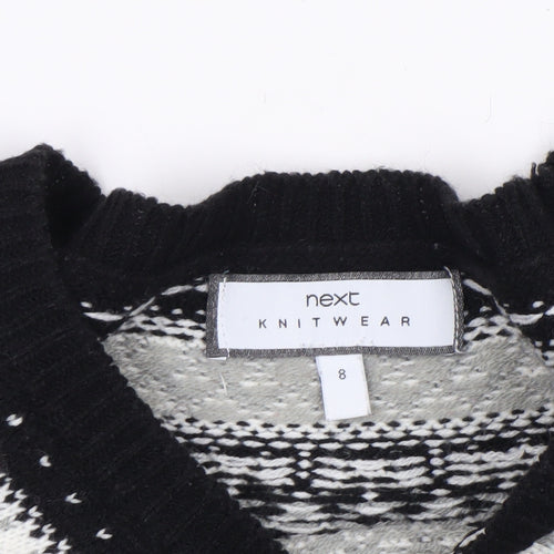 Next Women's Black Fair Isle Christmas Jumper Size 8