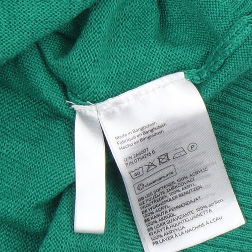 H&M Boys Green Christmas Santa Jumper Size 16 Years Acrylic Crew Neck
