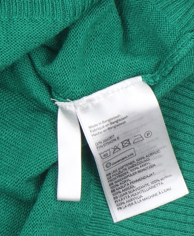 H&M Boys Green Christmas Santa Jumper Size 16 Years Acrylic Crew Neck