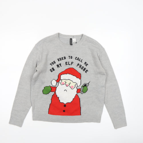 H&M Divided Women's Grey Christmas Santa Jumper XS
