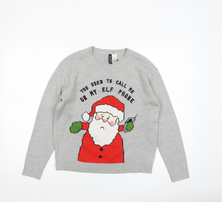 H&M Divided Women's Grey Christmas Santa Jumper XS