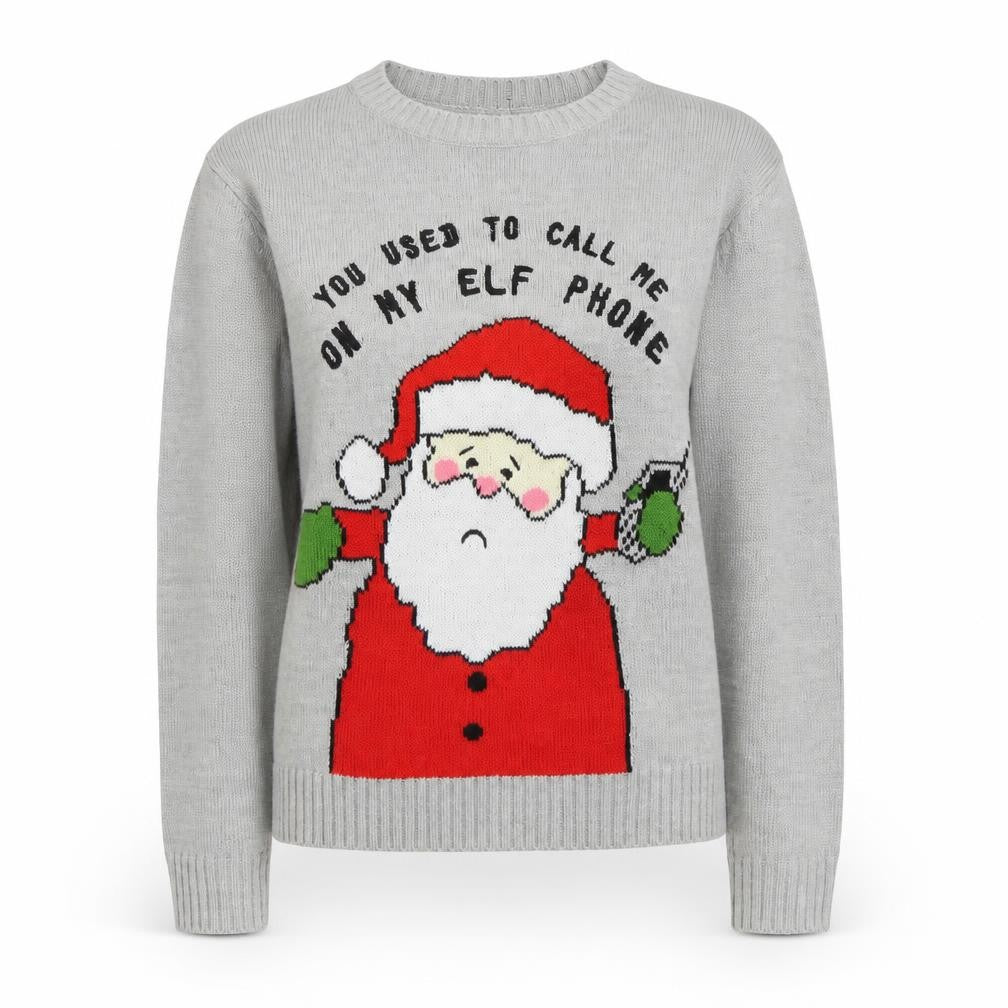 Front view of H&M Divided Women's Grey Christmas Santa Jumper XS