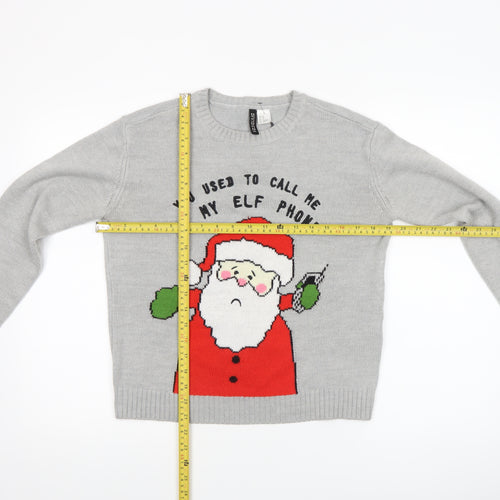 H&M Divided Women's Grey Christmas Santa Jumper XS