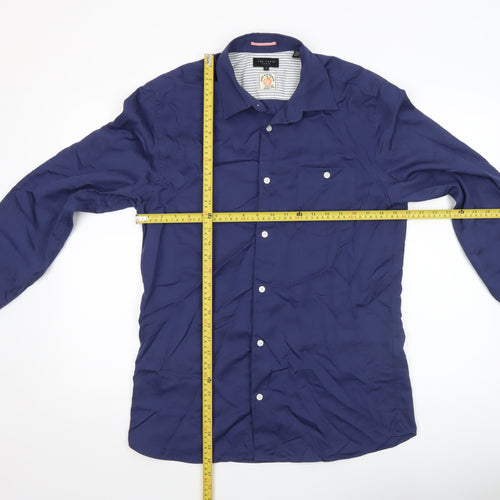 Ted Baker Men's Blue Lyocell Long Sleeve Formal Dress Shirt Size L
