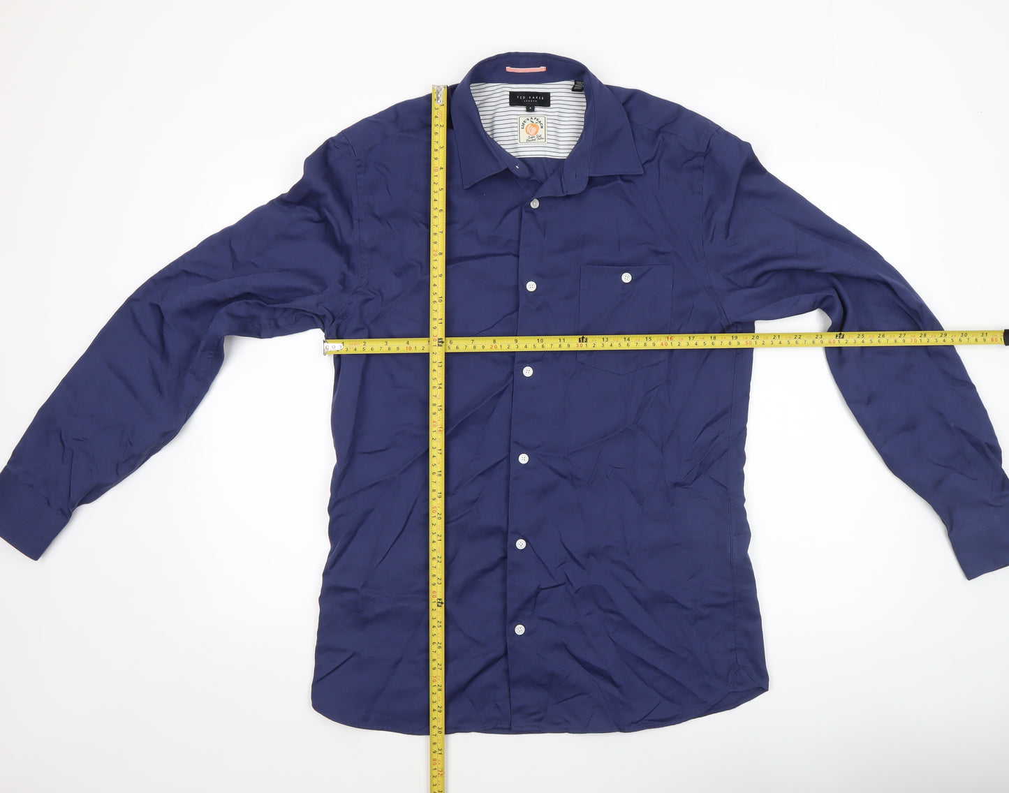 Ted Baker Men's Blue Lyocell Long Sleeve Formal Dress Shirt Size L