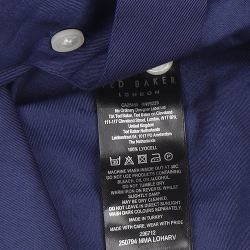 Ted Baker Men's Blue Lyocell Long Sleeve Formal Dress Shirt Size L
