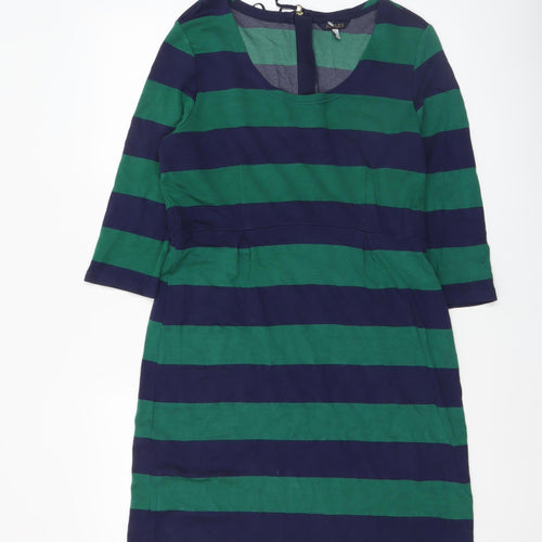 Joules Women’s Green Navy Stripe Shift Dress Size 16 3/4 Sleeve