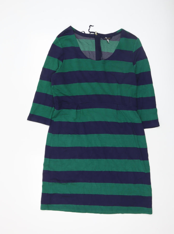 Joules Women’s Green Navy Stripe Shift Dress Size 16 3/4 Sleeve