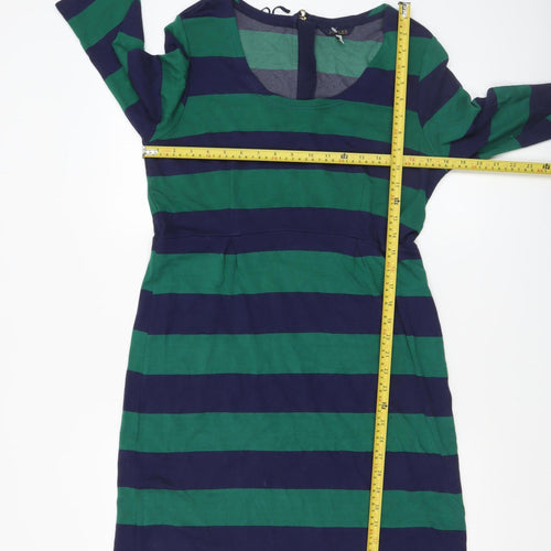 Joules Women’s Green Navy Stripe Shift Dress Size 16 3/4 Sleeve