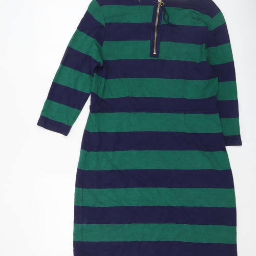 Joules Women’s Green Navy Stripe Shift Dress Size 16 3/4 Sleeve