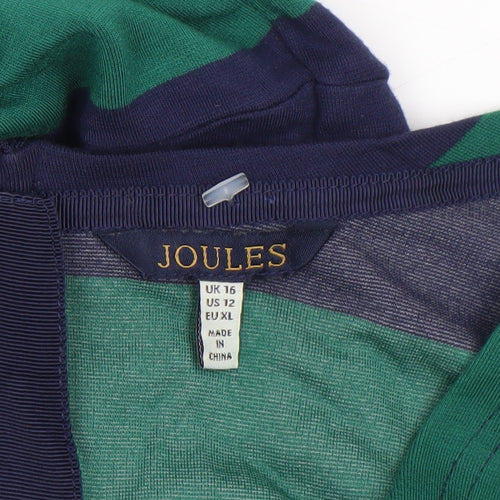 Joules Women’s Green Navy Stripe Shift Dress Size 16 3/4 Sleeve