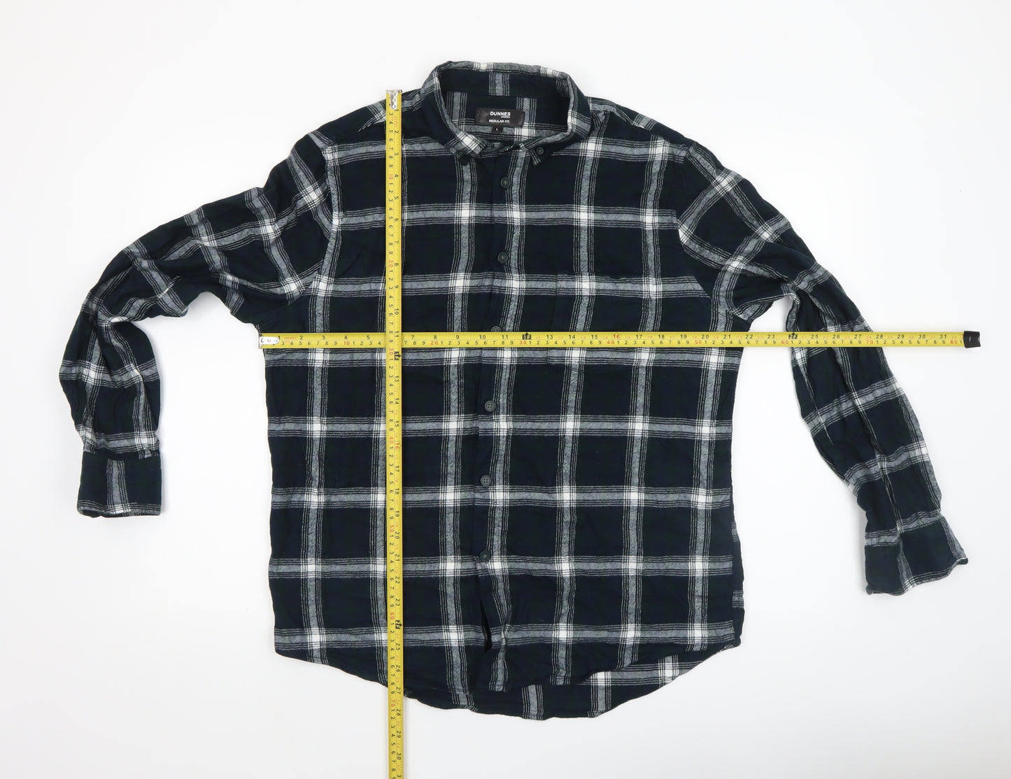 Dunnes Stores Men's Green Check Regular Fit Flannel Shirt L