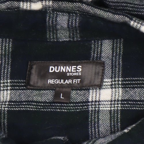 Dunnes Stores Men's Green Check Regular Fit Flannel Shirt L