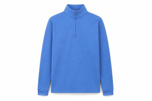 Front view of Croft & Barrow Men’s Blue 1/4 Zip Mock Neck Performance Sweatshirt M