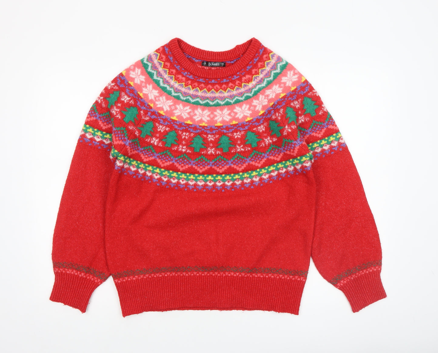 Dunnes Women Red Christmas Fair Isle Knit Jumper Size S