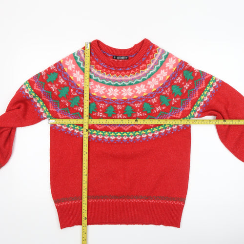 Dunnes Women Red Christmas Fair Isle Knit Jumper Size S