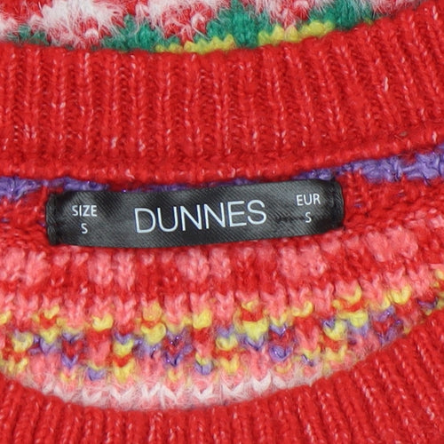 Dunnes Women Red Christmas Fair Isle Knit Jumper Size S