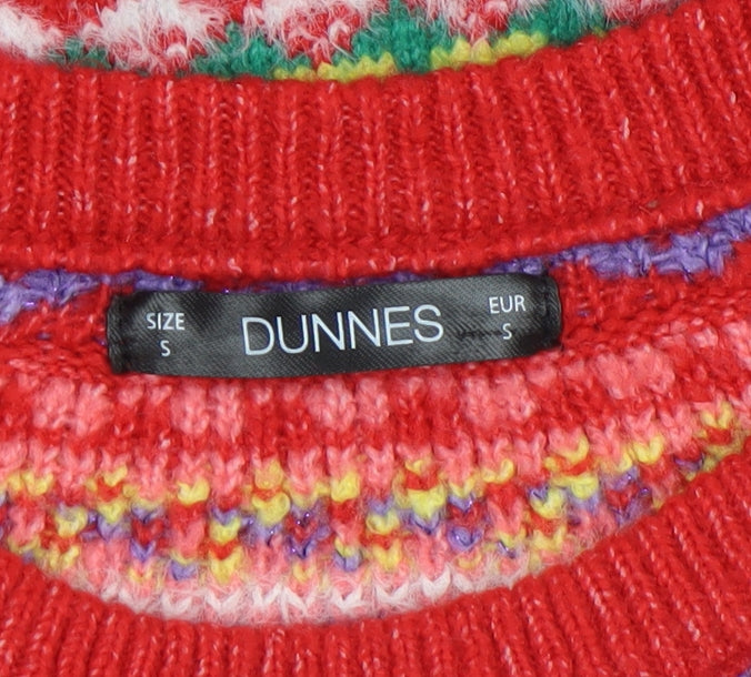 Dunnes Women Red Christmas Fair Isle Knit Jumper Size S