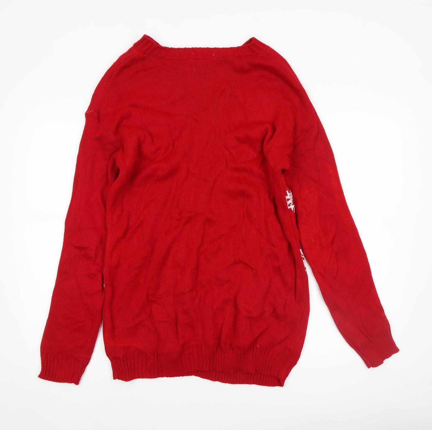 Boohoo Women's Red Maternity Christmas Jumper Size M/L Crew Neck Knit