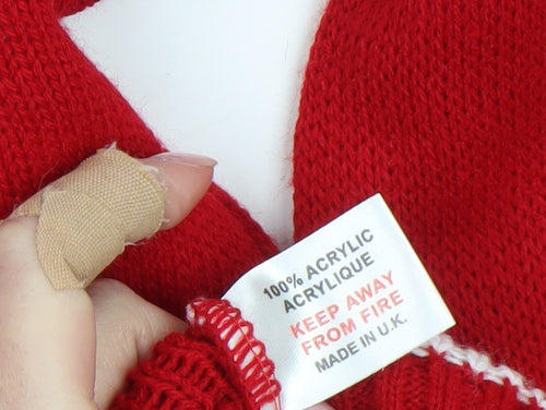 Boohoo Women's Red Maternity Christmas Jumper Size M/L Crew Neck Knit