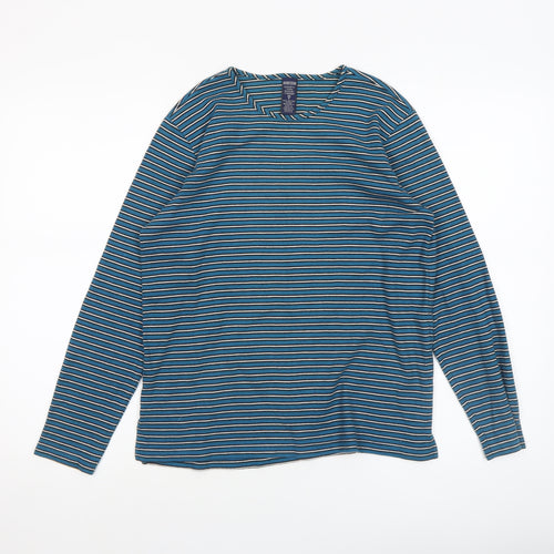 Lands' End Women's Blue Striped Long Sleeve Cotton T-Shirt XS